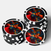 Moderne Abstrakte Blumenkunst Orange Blaues Muster Pokerchips (Stapel)