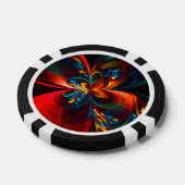 Moderne Abstrakte Blumenkunst Orange Blaues Muster Pokerchips (Einzeln)