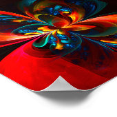 Moderne Abstrakte Blumenkunst Orange Blaues Muster Poster (Ecke)