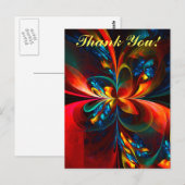 Moderne Abstrakte Blumenkunst Orange Blaues Muster Postkarte (Vorne/Hinten)