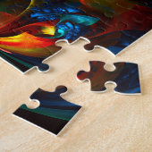 Moderne Abstrakte Blumenkunst Orange Blaues Muster Puzzle (Seite)