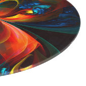 Moderne Abstrakte Blumenkunst Orange Blaues Muster Schneidebrett (Ecke)