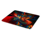 Moderne Abstrakte Blumenkunst Orange Blaues Muster Schneidebrett (Ecke)