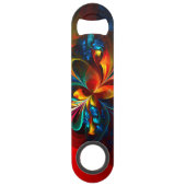 Moderne Abstrakte Blumenkunst Orange Blaues Muster Speed Flaschenöffner (Rückseite)