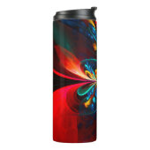 Moderne Abstrakte Blumenkunst Orange Blaues Muster Thermosbecher (Nach links gedreht)