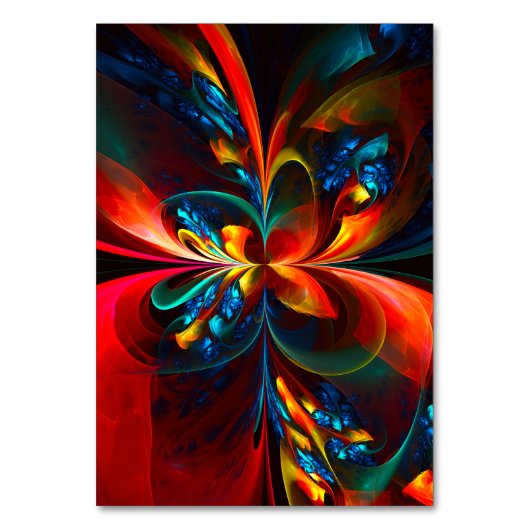 Moderne Abstrakte Blumenkunst Orange Blaues Muster Tischnummer (Vorderseite)