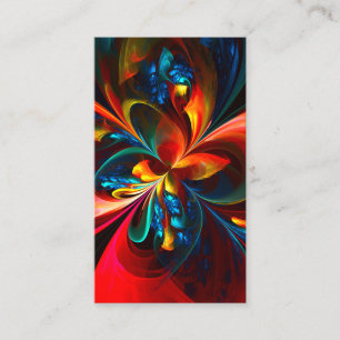 Moderne Abstrakte Blumenkunst Orange Blaues Muster Visitenkarte