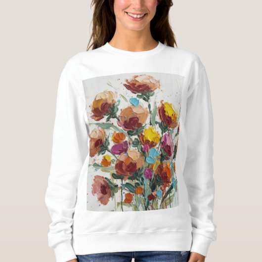 Moderne abstrakte Blumenkunst Sweatshirt (Vorderseite)