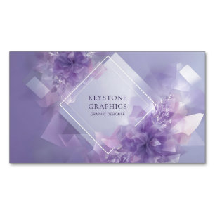 Moderne Abstrakte Blumenlavender Geometrie Magnetische Visitenkarte