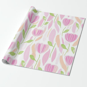 Moderne abstrakte Blumenlinienmuster (1) Geschenkpapier