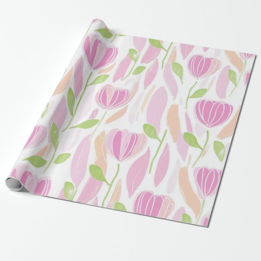 Moderne abstrakte Blumenlinienmuster (1) Geschenkpapier (Ungerollt)