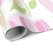 Moderne abstrakte Blumenlinienmuster (1) Geschenkpapier (Rolleneckpunkt)