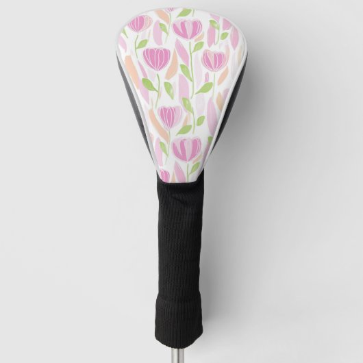 Moderne abstrakte Blumenlinienmuster (1) Golf Headcover (Vorderseite)