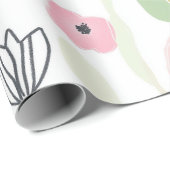 Moderne abstrakte Blumenlinienmuster (2) Geschenkpapier (Rolleneckpunkt)