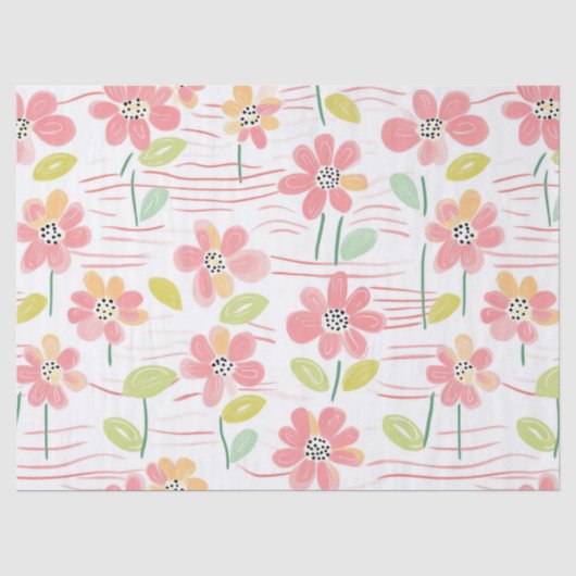 Moderne abstrakte Blumenlinienmuster (3) Seidenpapier (Vorderseite)