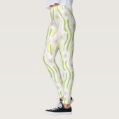 Moderne abstrakte Blumenlinienmuster (4) Leggings (Links)
