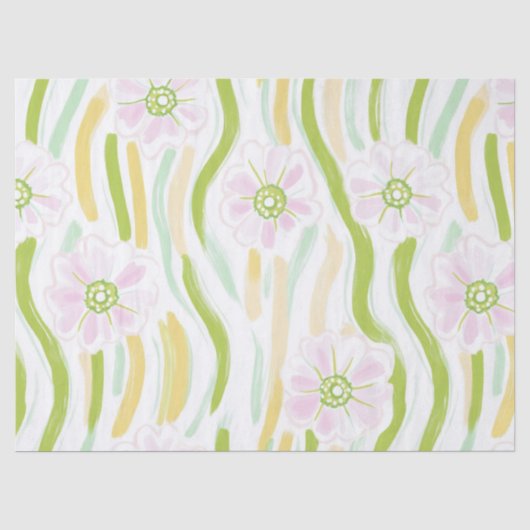 Moderne abstrakte Blumenlinienmuster (4) Seidenpapier (Vorderseite)