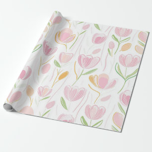 Moderne abstrakte Blumenlinienstruktur (5) Geschenkpapier
