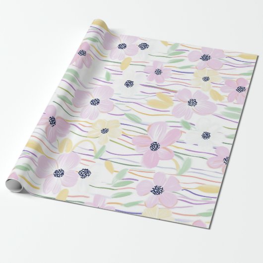 Moderne abstrakte Blumenlinienstruktur (6) Geschenkpapier (Ungerollt)