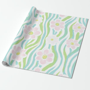 Moderne abstrakte Blumenlinienstruktur (8) Geschenkpapier