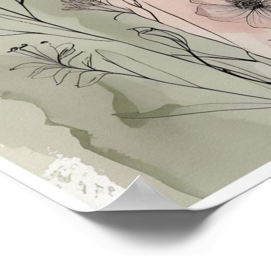 Moderne Abstrakte Blumenmauer Art IX Poster (Ecke)