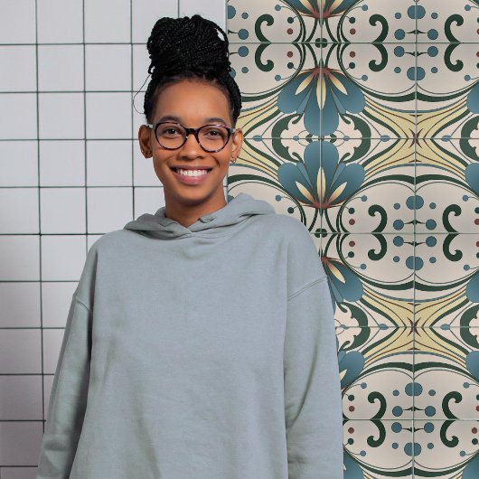 Moderne Abstrakte Blumensymmetrie Mitte des Jahrhu Fliese