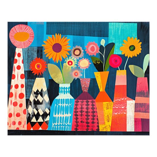 Moderne abstrakte Blumenvase, Fotodruck (Vorne)