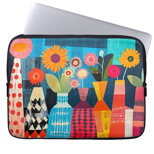 Moderne abstrakte Blumenvase, Laptopschutzhülle (Vorderseite)