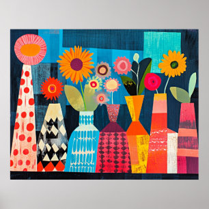 Moderne abstrakte Blumenvase Poster