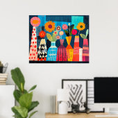 Moderne abstrakte Blumenvase Poster (Heimbüro)