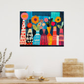 Moderne abstrakte Blumenvase Poster (Küche)