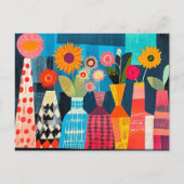 Moderne abstrakte Blumenvase Postkarte (Vorderseite)