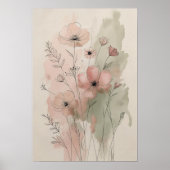 Moderne Abstrakte Blumenwand Art II Poster (Vorne)