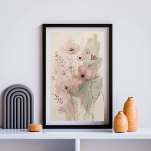 Moderne Abstrakte Blumenwand Art II Poster