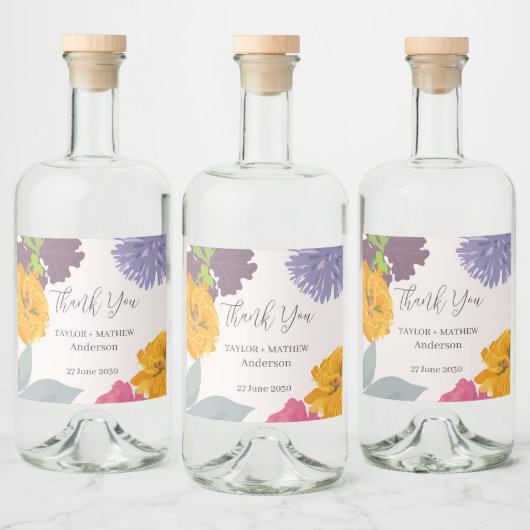 Moderne Abstrakte Blumenzellennamen Alkoholflaschenetikett (Flaschen)