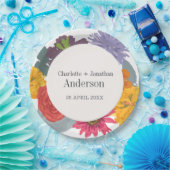 Moderne Abstrakte Blumenzellennamen Pappteller (Party)