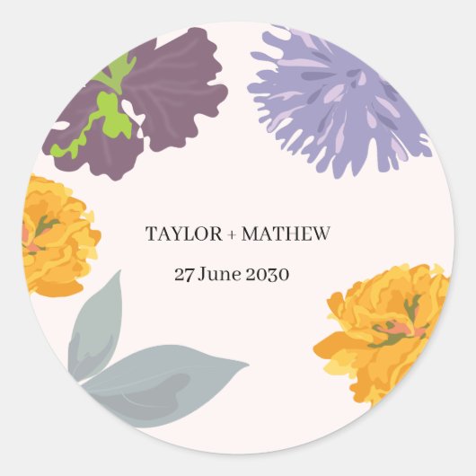 Moderne Abstrakte Blumenzellennamen Runder Aufkleber (Vorderseite)