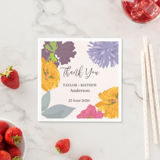 Moderne Abstrakte Blumenzellennamen Serviette (Beispiel)