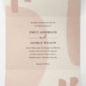 MODERNE ABSTRAKTE BLUSH PEACH ARTISTIC WEDD DREIFACH GEFALTETE EINLADUNG (Innenseite Mitte)