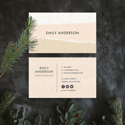 MODERNE ABSTRAKTE BLUSH PINK KERAMIK TEXTURE WAVES VISITENKARTE