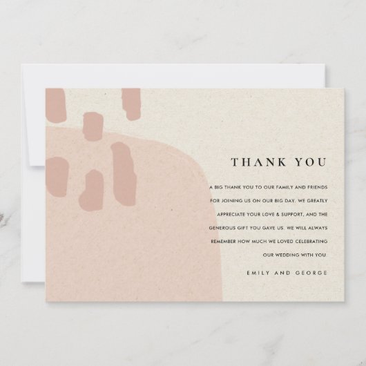 MODERNE ABSTRAKTE BLUSH PINK KRAFT WEDD DANKESKARTE (Vorderseite)