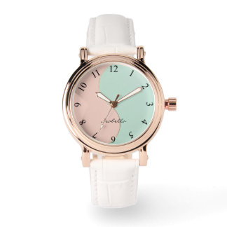Moderne Abstrakte Blush Pink Mint Kollektion Armbanduhr