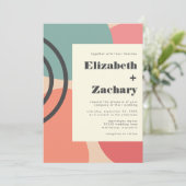 Moderne Abstrakte Blütenformen Dusty Peach Wedding Einladung (Stehend Vorderseite)