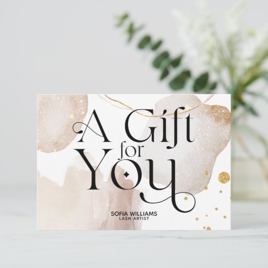 Moderne Abstrakte Boho-Gutscheinkarte (Stehend Vorderseite)