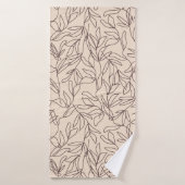 Moderne abstrakte Boho Line Art Blätter Muster Badehandtuch (Badehandtuch)