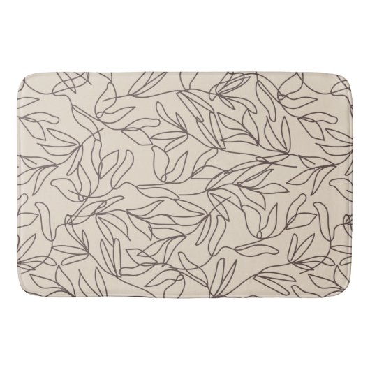 Moderne abstrakte Boho Line Art Blätter Muster Badematte (Vorderseite)