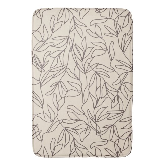 Moderne abstrakte Boho Line Art Blätter Muster Badematte (Vorderseite Vertikal)