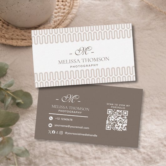 Moderne Abstrakte Boho Neutrale Beige Professionel Visitenkarte