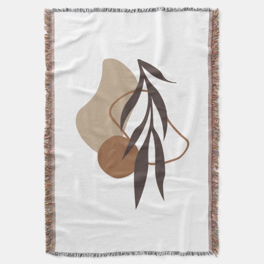 Moderne Abstrakte Boho Pflanze Art Decke (Vorderseite Vertikal)