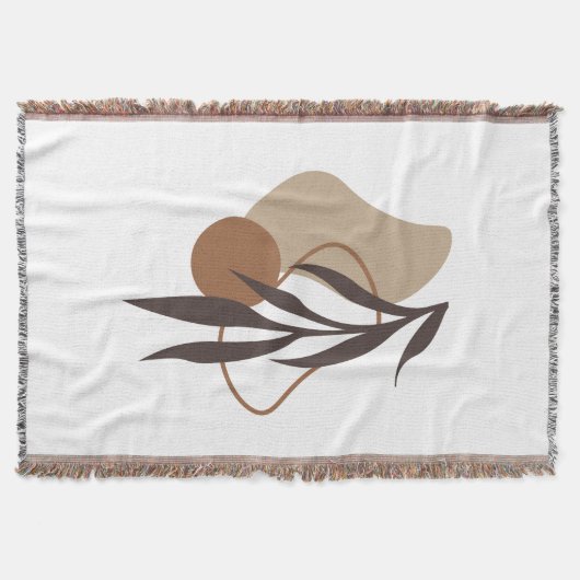 Moderne Abstrakte Boho Pflanze Art Decke (Vorderseite)